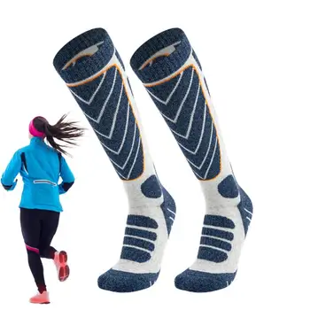 Професионални ски чорапи, зимни топли дебели нескользящие спортни чорапи с дълга тръба, които предпазват от студ, зимни чорапи за планинско катерене за жени и мъже