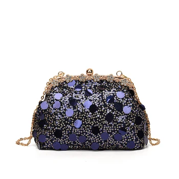 Дамски модни чанта-клатч с пайети елегантна многоцветен вечерна дамска чанта, дамска чанта-клатч за сватбени партита, женствена чанта на верига през рамо 2023