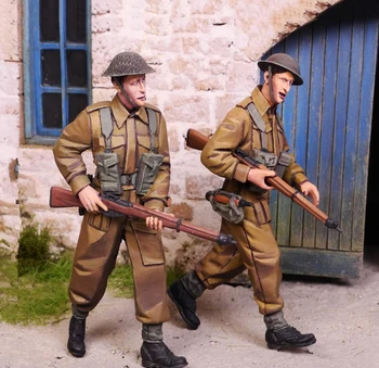 В разглобено формата на 1/35 британските войски в Нормандия 1944 (2 фигурки) Комплекти миниатюрни модели от смола, небоядисана