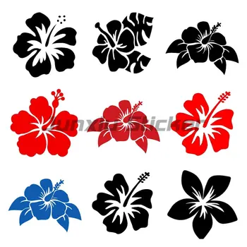 Хавайски цвете хибискус, индивидуално изкуство, дъска за сърф, стикери за лаптоп и кола