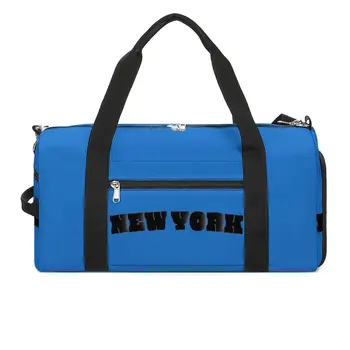 Спортна чанта, Ню Йорк, Ню Йорк, САЩ, Спортна чанта с писмото принтом обувки, мъжки водоустойчива чанта за поръчка, графична чанта за плуване и фитнес
