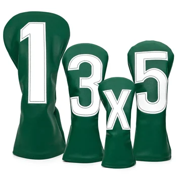 Зелен Защитен Калъф за Стикове за голф large numbe, Кожени Шапки за Водача, Хибридни Дървени Регистрационни номера Fairway за #1 и # 3 и # 5 # X