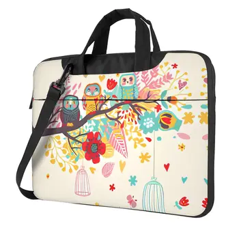 Чанта за лаптоп чанта за носене-калъф, цветни кавайная бухал, куфарче, чанта с животински, 13 14 15, калъф за преносим компютър Kawaii за Macbook Air Pro на Asus