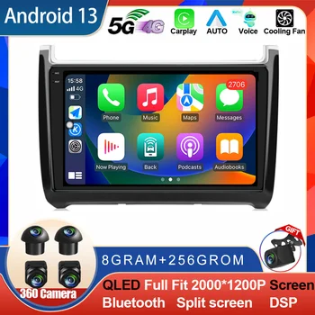Android 13 За Volkswagen VW Polo 2008-2020 Авто Радио Мултимедиен Плейър Навигация QLED Carplay AUTO WIFI 4G DSP GPS