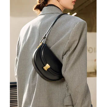 Проста седельная чанта Нов Брендовый дизайн, Женствена чанта от естествена кожа, чанти за едно рамо, Модерен раница-портфейл от телешка кожа през рамо