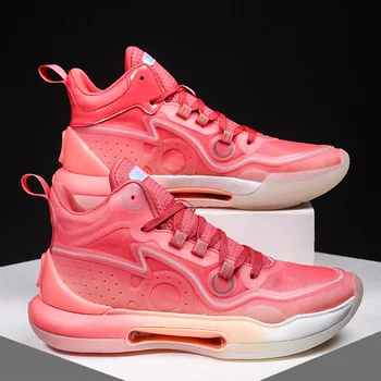 Модерни червени високи мъжки маратонки Баскетболни обувки Маратонки на платформа Дизайнерски спортни обувки, Дамски баскетболни маратонки