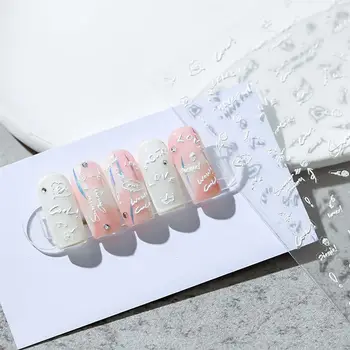 Самоклеящийся слайдер Обертывает дизайн на ноктите под формата на цветя, стикери за нокти, декорация за нокти английски букви, стикер за нокти с 5D гравиране