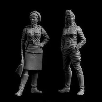 Колекция от модели от смола в мащаб 1/35, Съветската жена-войник на мира, 2 фигурки, оформление на микро сцена, небоядисана играчки в разглобено формата, направени със собствените си ръце