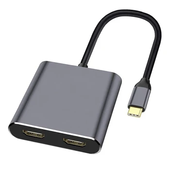 Хъб USB Type C 4в1 на Двойно Порт за зареждане, което е съвместимо с 4K HD HDMI Адаптер Докинг станция USB-C с подкрепата на двухэкранного на дисплея