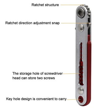 Инструмент Гаечен ключ с механизма на палеца 103 мм (4 инча), 16 зъбите, 25 мм Аксесоари с наклон под ъгъл от 90 градуса, накрайник за отвертка, дръжка на отвертка