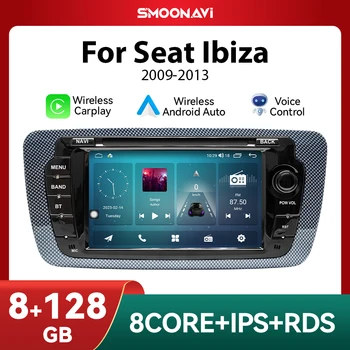 Android12 Безжичен Carplay 128 GB Авто Радионавигатор За Seat Ibiza 6J MK4 SportCoupe Ecomotive Cupra 2009-2013 GPS DSP 4G Wifi