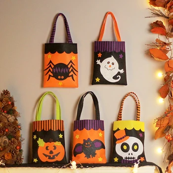 Чанта за шоколадови бонбони на Хелоуин, мультяшная прилеп, череп паяк, тыквенная чанта-тоут, подарък за парти на Хелоуин, Празнични аксесоари