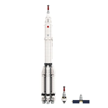 Gobricks MOC Proton K в мащаб 1:110 Saturn V с ЛК-1 окололунный космически кораб, Ракети Тухли Космическа Ракета Строителни Блокове Играчка За подарък