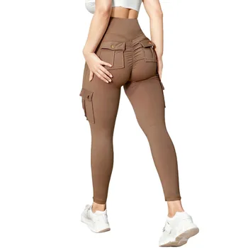 Разкроена панталони за йога за жени, памучни основни, с широк колан, обикновен дамски панталони за активна почивка, Йога, Фитнес
