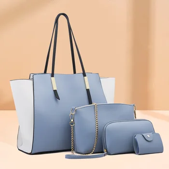 Нова стилна и лесна чанта-тоут от четири части през рамо, чанти за жени, Ежедневни чанти-тоут, портмонета и чанти, Ежедневни чанти-тоут