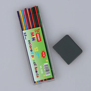 Цветен молив грифель 2,0 мм 2B, на Притежателя за попълване на механични съединители 2 мм, Комплект от 12 цвята