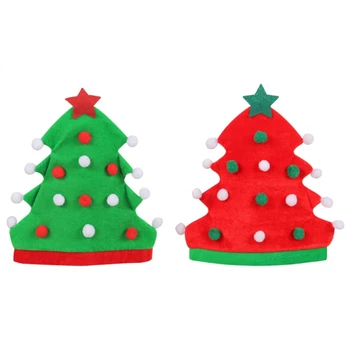 Коледна шапка, червено-зелено Коледно дърво, Коледна украса, подарък за Нова 2023 година за cosplay, празник, фестивал, партита L21C