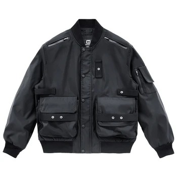 Мъжки модни яке Techwear с многофункционални джобове, градинска яке свободно намаляване на MA1, лятна яке-бомбер, тактическа на горно облекло