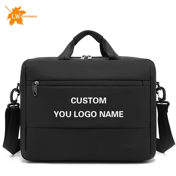 Чанта за лаптоп с логото, мъжки висококачествена чанта, бизнес портфейл, пакет за файлове, чанта през рамо с персонализирани принтом с името