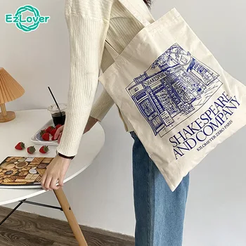 Нов стил, чанта на едно рамо, жените училищна чанта с принтом, холщовая чанта за пазаруване с голям капацитет, чанти-тоут за жени