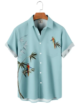 Мъжка лятна риза с 3D принтом, хавайски спортни тениски, дрехи с ревери, Ризи с къс ръкав, извънгабаритни мъжки блузи, реколта мъжки плажна блуза