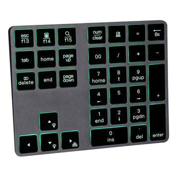 1 бр Осветление Bluetooth Цифрова клавиатура RGB Акумулаторна клавиатура с 34 клавиши Алуминиева Цифрова клавиатура за PC, лаптоп