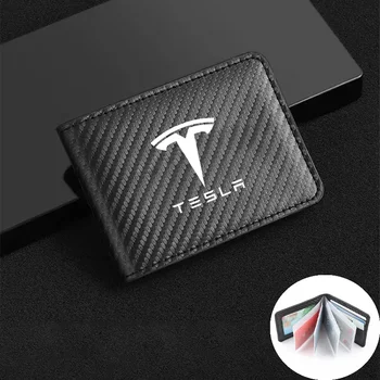 За Tesla model3 ModelX Carbon Fiber Auto Шофьорска книжка, Карта, Опаковка, Етикети, Структура От Въглеродни Влакна, Мрежи, Аксесоари за Автомобили