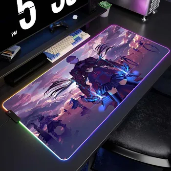RGB светлинен геймърска подложка за мишка Съдбата, голяма подложка за мишка за геймъри, подложка за компютърна маса, подложка за мишка от естествен каучук, XXL, Chiclet клавиатура, Мека подплата