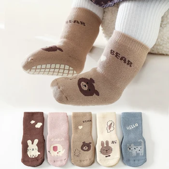 Детски есенни и зимни двойно удебелени нескользящие чорапи за деца, чорапи за новородени клас А