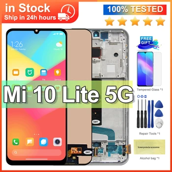 100% Тест Mi 10 Lite LCD дисплей За Xiaomi Mi10 Lite Lcd Сензорен дисплей и Цифров Преобразувател В събирането На Mi 10Lite Lcd M2002J9G 5G