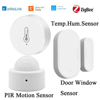 Интелигентен Сензор за температура и влажност на Sasha /eWeLink Zigbee / Мини-Сензор за Движение PIR / Управление на Вратата Прозорец Детектор Чрез Smart Life