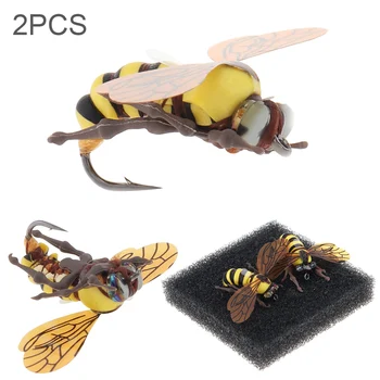 2 елемента мини-насекоми, пчелите файлове риболовна стръв риболовна изкуствена примамка перо единични куки стръв за риболов на шаран