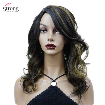 Синтетични перука StrongBeauty, Дълга Къдрава, Тъмно-кафяв/златни перуки с мелированием коса за жени