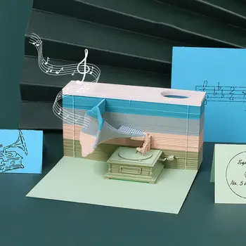 Ретро Чувства, инструмент е стар фонограф, 3D бележник за водене на записки, Триизмерни Коледни блок, подарък за рожден Ден, Нови бележки F6A2