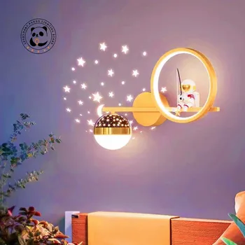 Дизайнерите Астронавт Стенни Лампи Творчески Начало Декор Спалня Нощни Фон Стенни Лампи Детска Стая LED Лампа