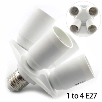 От 1 E27 до 4 цоколей крушки E27, Сплитер за контакти, на притежателя лампи, led конвертор 100-240 В, адаптер за лампата, 4 в 1, адаптер за лампи с главата