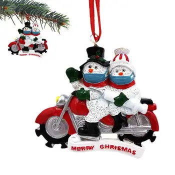 Коледен орнамент Мотоциклет Снежен човек Дърво Виси Декор Украшение Преносими огледалото за обратно виждане от смола Окачване Коледни Подаръци за момчета