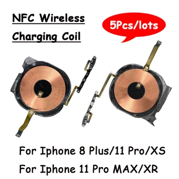5шт за iPhone 11 Pro Max X XR XS SE 2020 8 Plus Безжична зареждане на Стикер на панела зарядно устройство с бутон за регулиране на силата на звука Гъвкав кабел